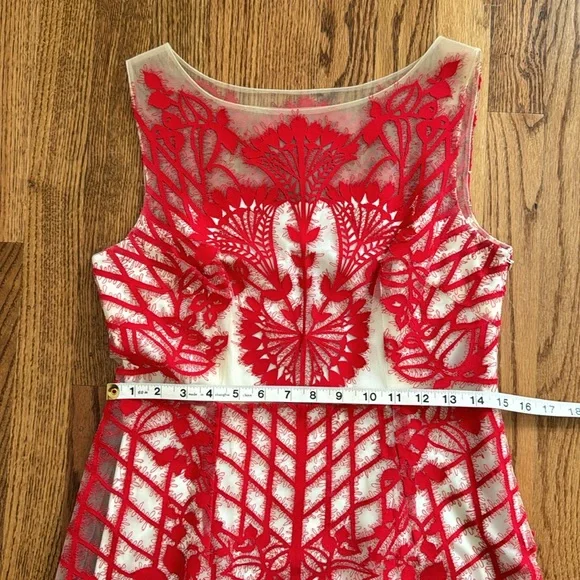 Anthropologie | Geisha Designs | Sugared Ruby Red Lace Dress | Size 6 - Picture 9 of 17